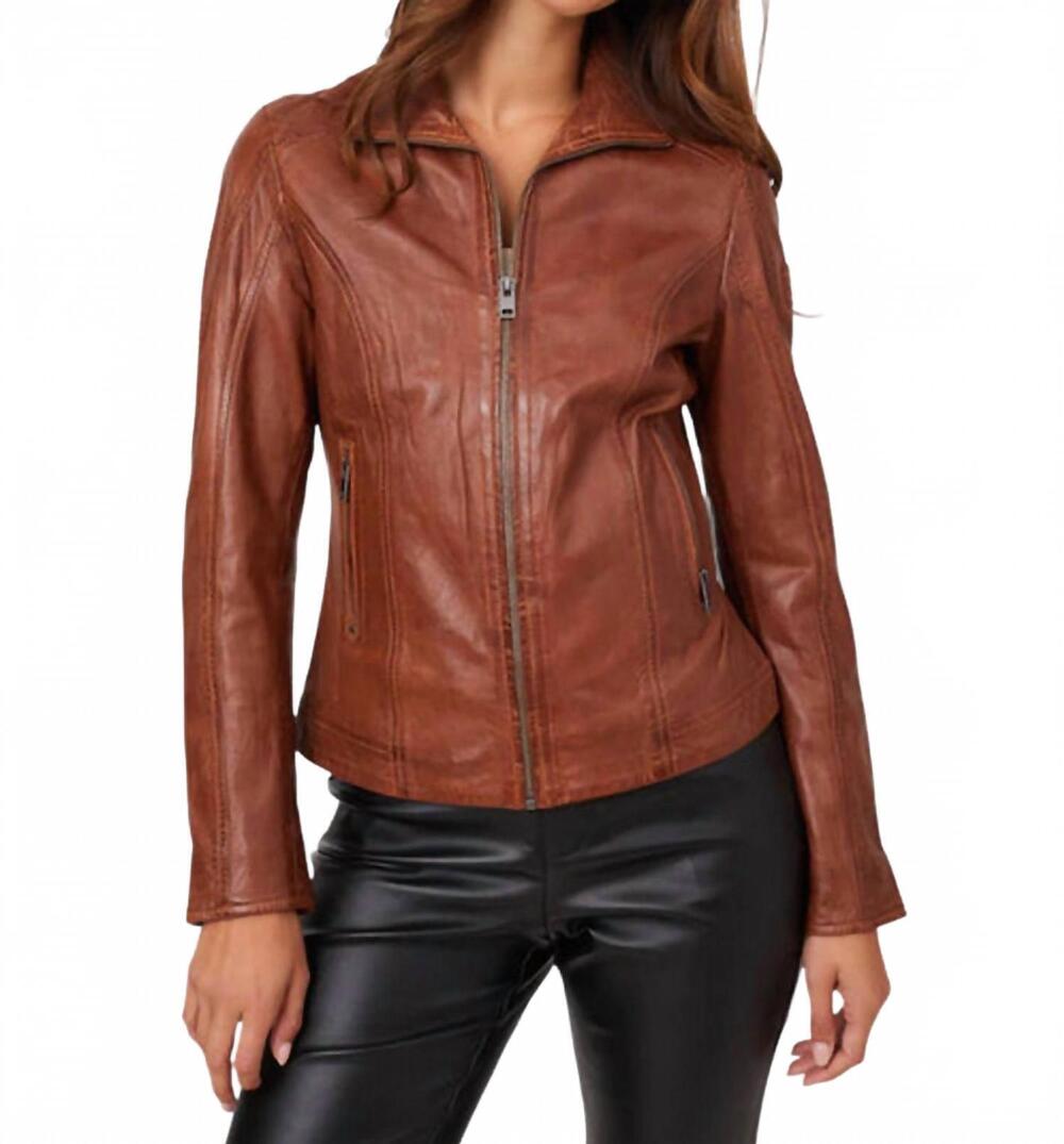 NEW MAURITIUS jolah leather jacket in whiskey